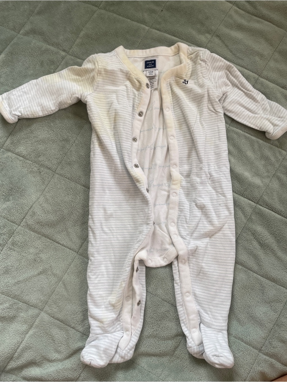 Janie and Jack White & Light Blue Striped Baby One-Piece Footed Sleeper